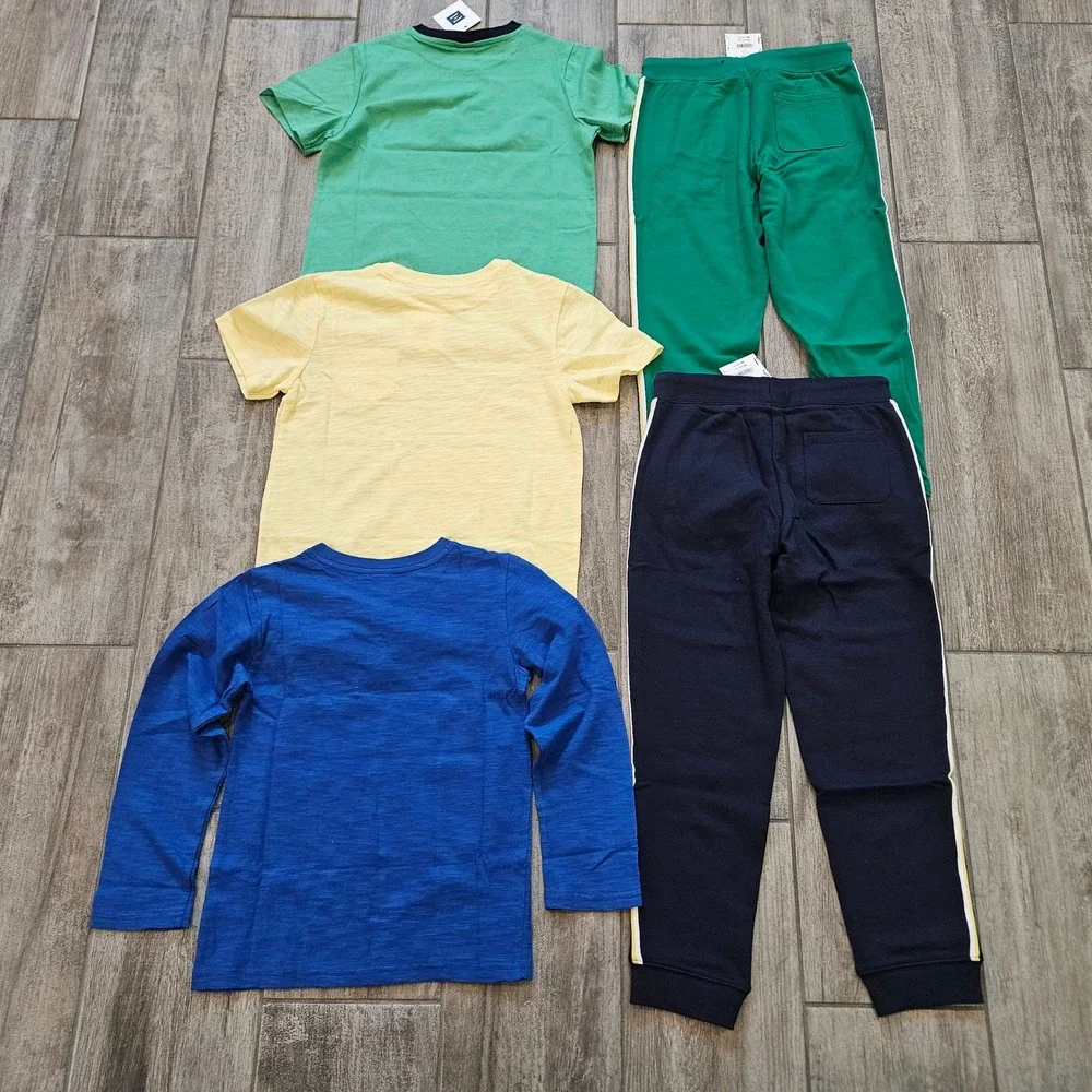 Janie and Jack Clothing Lot of 5 Kids Size 7 Green Blue Yellow NEW Sporty Preppy